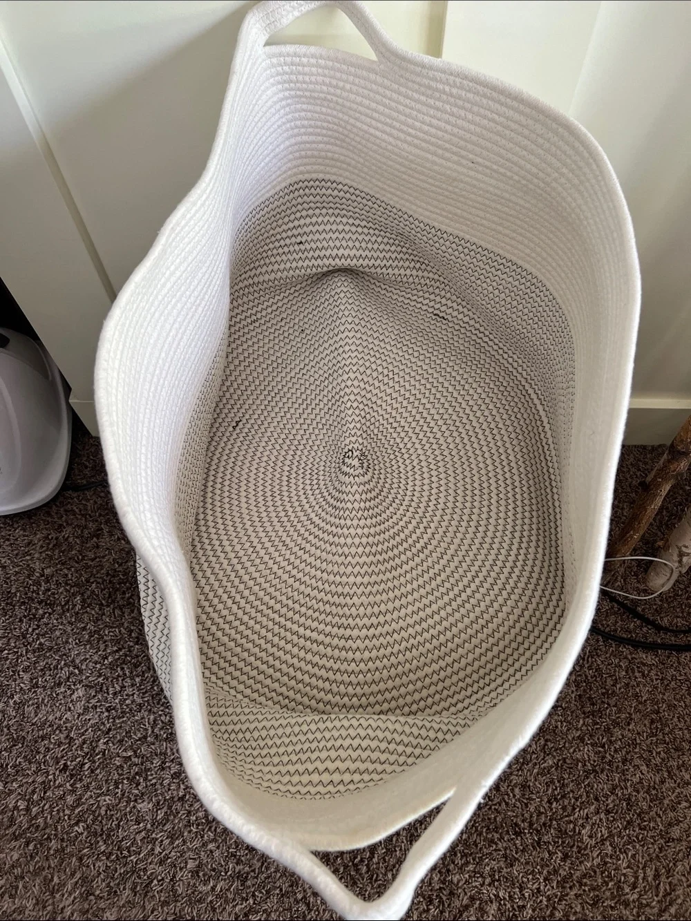 White Woven Cotton Rope Storage Basket - Home Accents